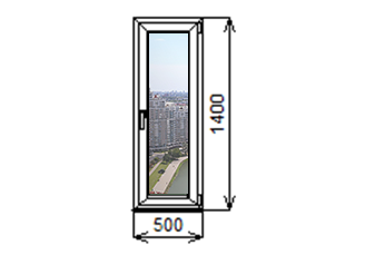 Дешёвые узкие поворотно-откидные окна ПВХ Brusbox 1400 500