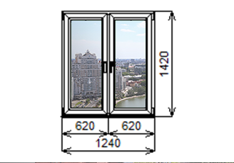 Недорогие Двухстворчатые окна 1420 1240 мм.